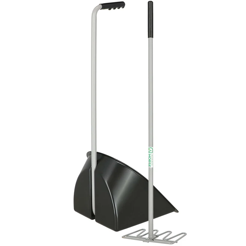 Agradi Horse Durable Strong Pelle et Râteau à Crottin Complet Noir
