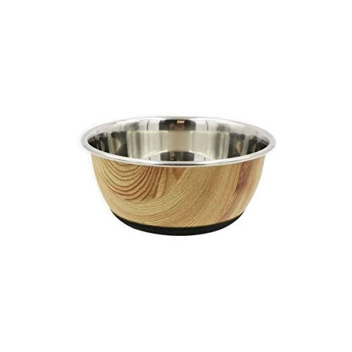 Tyrol - Ciotola Antiscivolo in Acciaio Inox per Gatto/Cane/Animali Domestici, Effetto Legno, 13,5 cm, 0,0952989 kg