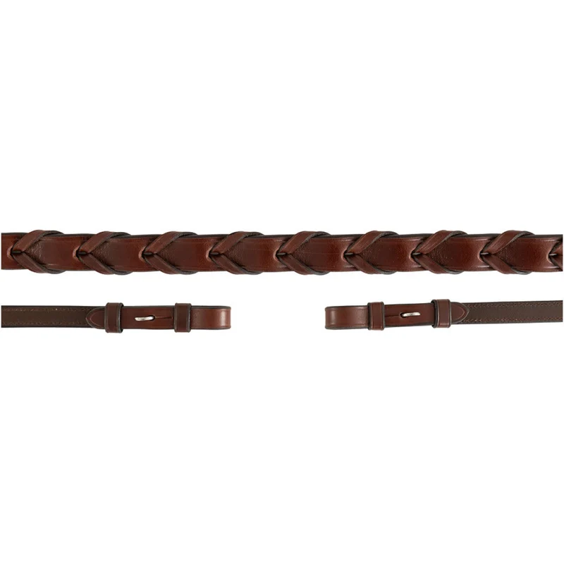 BR Rênes Hunter Cuir Tressé Oak/Silver