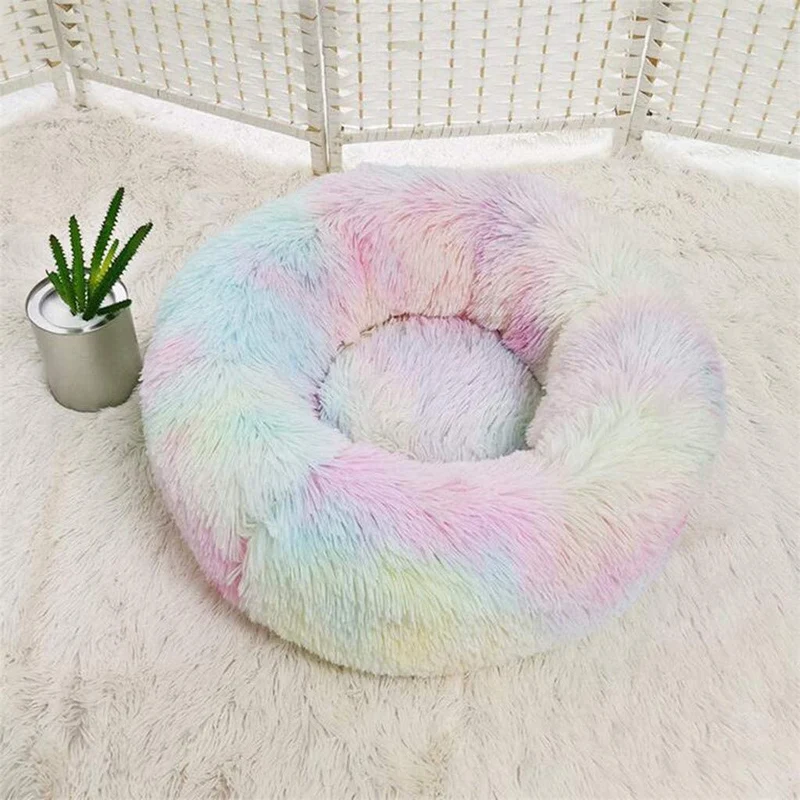 FriendGG - Cuscino in Peluche a Forma di Ciambella, a Forma di Cagnolino, Caldo, in Peluche