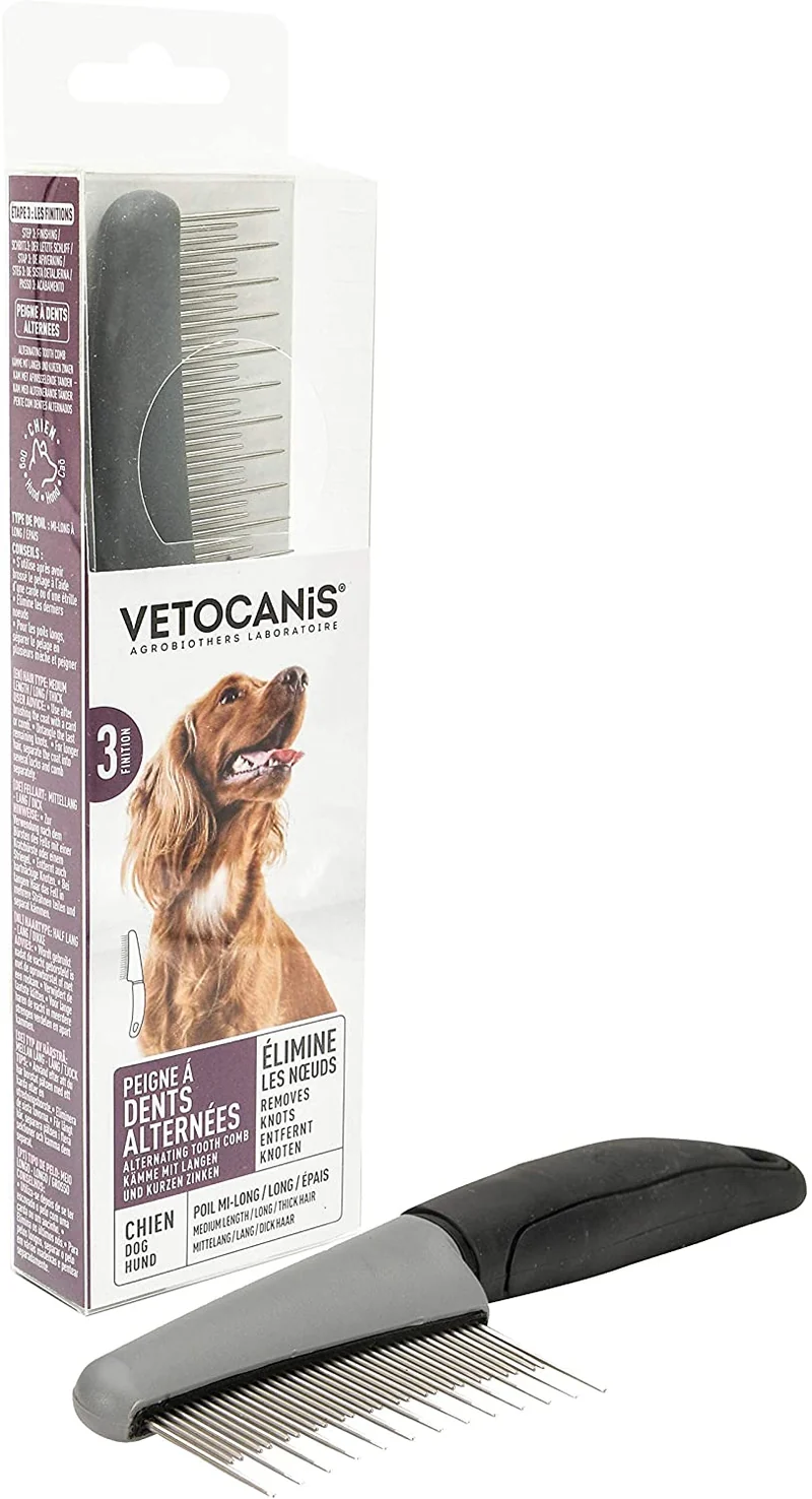 Vetocanis - Pettine per cani con denti alternati