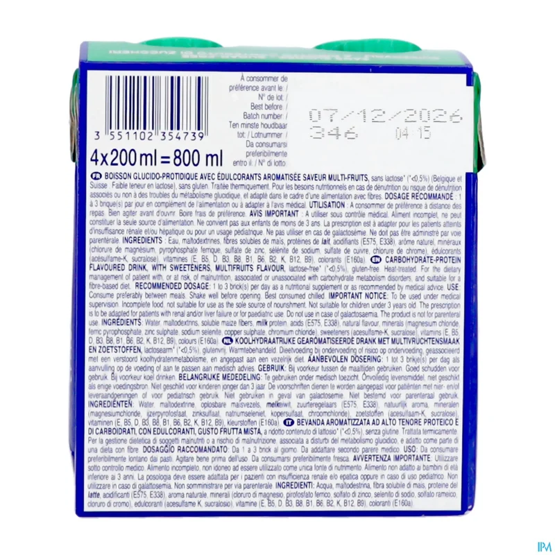 Delical Fruitdrink Multivruchten Suikervrij | 4x200ml | Drinkvoeding