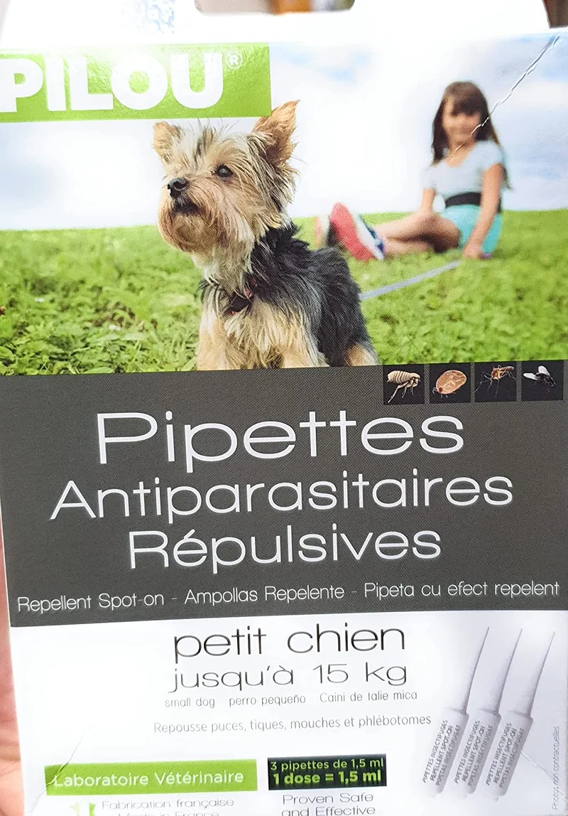 Pilou, 3 pipette antiparassitarie per cani fino a 15kg