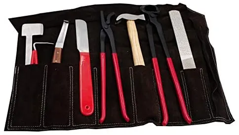 AMKA - Set di 8 attrezzi con custodia in pelle, per la cura e la riparazione degli zoccoli del cavallo SHIPPING ONLY IN EUROPE