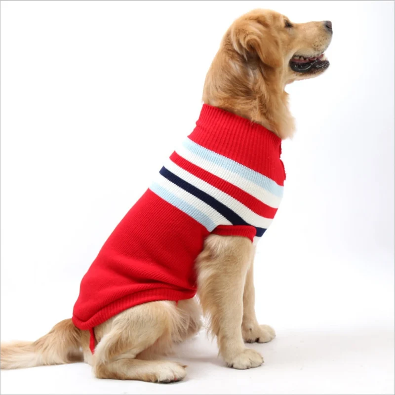 Classic Pet Dog Striate Sweater Cold Weather Coats Prevent Hair Loss Cloth For Dog or Puppy Kitten Cats