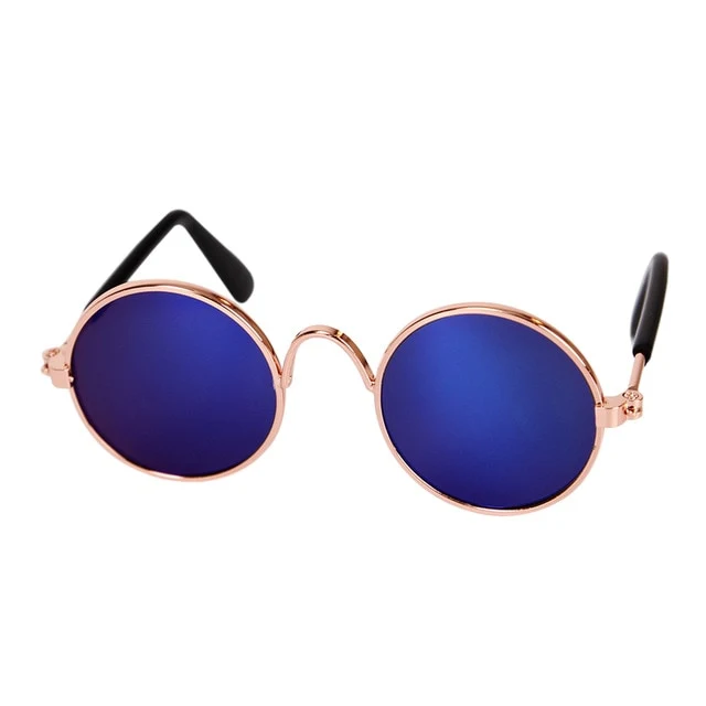 Ultra Cute and Funny Pet Sunglasses Classic Retro Circular Metal Prince Sunglasses for Cats or Small Dogs Fashion Costume