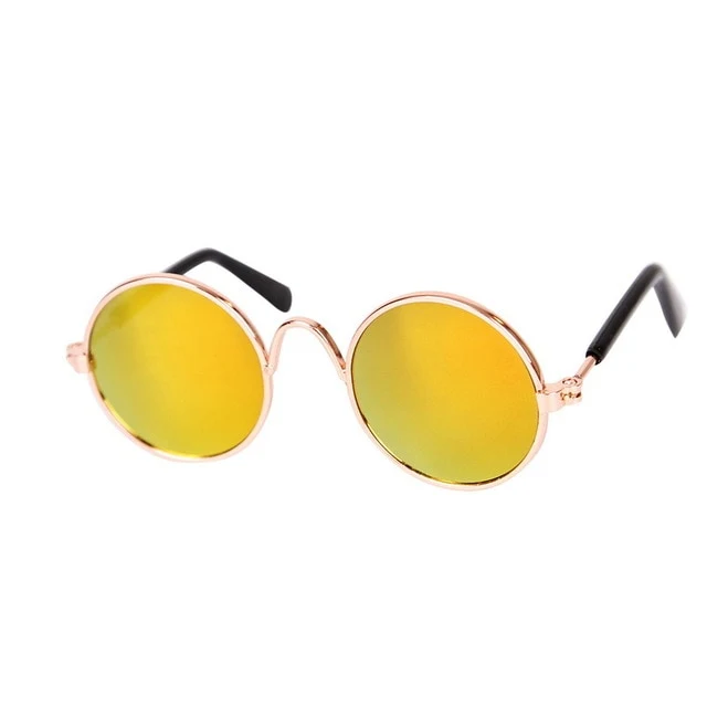 Ultra Cute and Funny Pet Sunglasses Classic Retro Circular Metal Prince Sunglasses for Cats or Small Dogs Fashion Costume