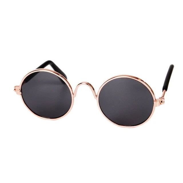 Ultra Cute and Funny Pet Sunglasses Classic Retro Circular Metal Prince Sunglasses for Cats or Small Dogs Fashion Costume