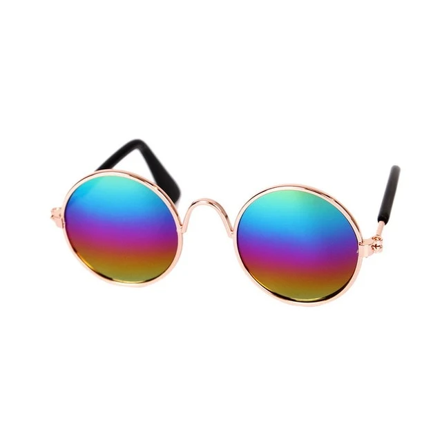 Ultra Cute and Funny Pet Sunglasses Classic Retro Circular Metal Prince Sunglasses for Cats or Small Dogs Fashion Costume