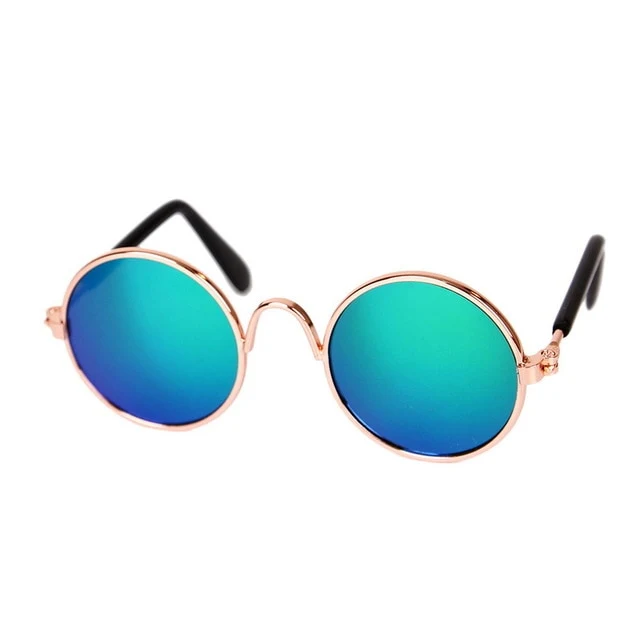 Ultra Cute and Funny Pet Sunglasses Classic Retro Circular Metal Prince Sunglasses for Cats or Small Dogs Fashion Costume
