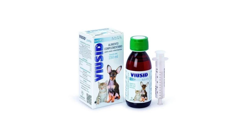 Viusid Pets immunostimulatory supplement with antioxidants, vitamins and minerals. Viusid Pets è un integratore immunostimolante con antiossidanti, vitamine e minerali DOGS AND CATS