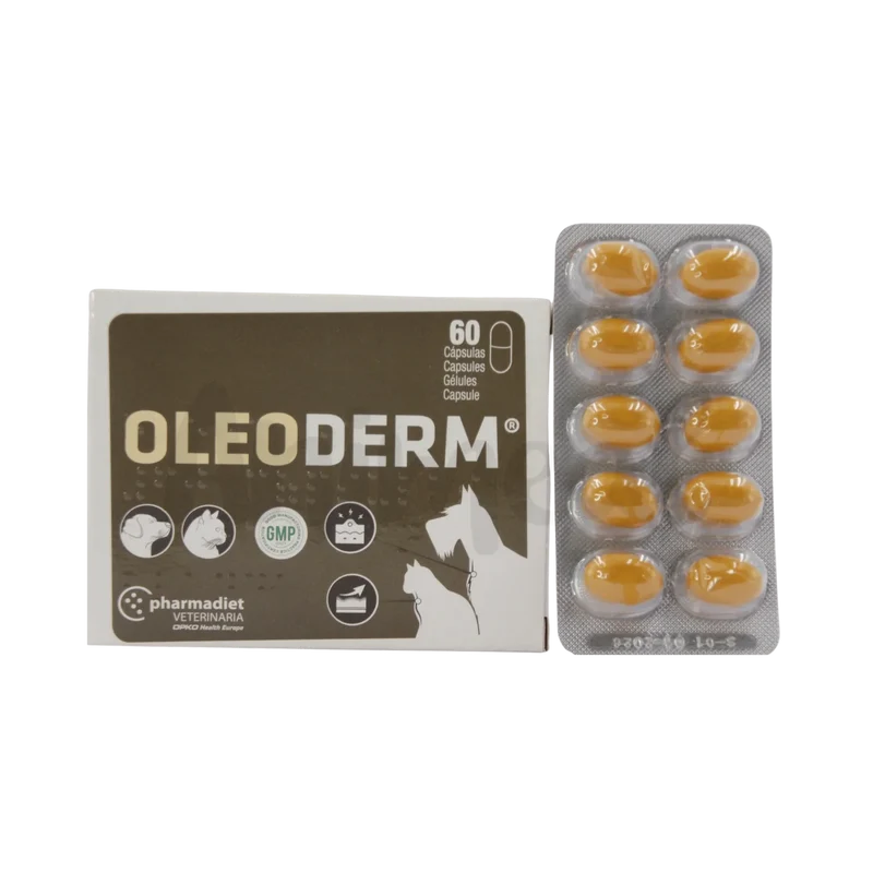 OLEODERM 60 TABS - Soft gelatin capsules, nutritional supplement for dogs and cats.
