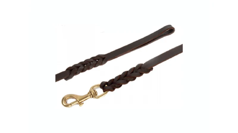 Dog training leash with woven heads made of natural leather / Guinzaglio da addestramento per cani con teste intrecciate in pelle naturale