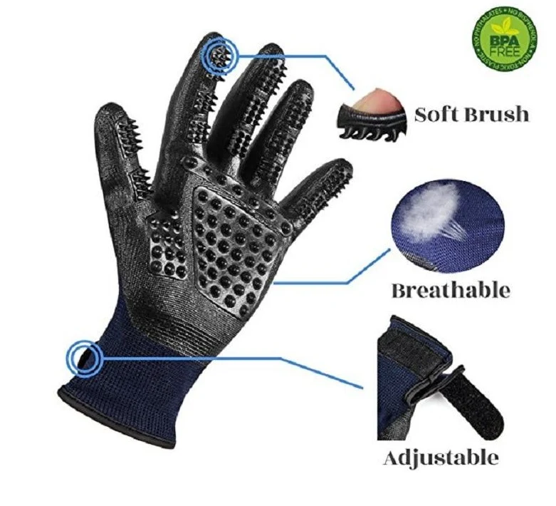 Grooming Glove 1 Pair for Dogs Cats Horses Soft Rubber Hair Remover / Guanti rimuovi pello per cani gatti cavalli