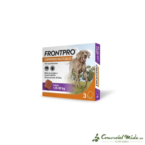 FRONTPRO 136 mg, comprimés antiparasitaires à croquer pour chiens de 25 à 50 kg