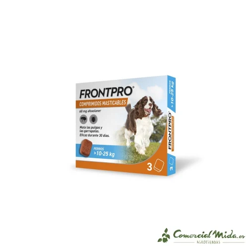 Comprimés antiparasitaires à croquer FRONTPRO 68 mg pour chiens de 10 à 25 kg