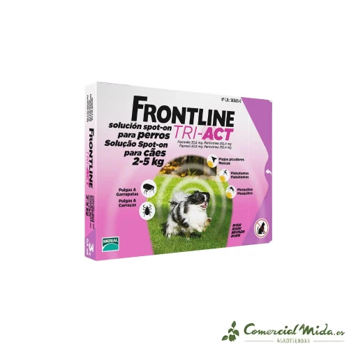 Pipettes antiparasitaires FRONTLINE TRI-ACT XS pour chiens de 2 à 5 kg