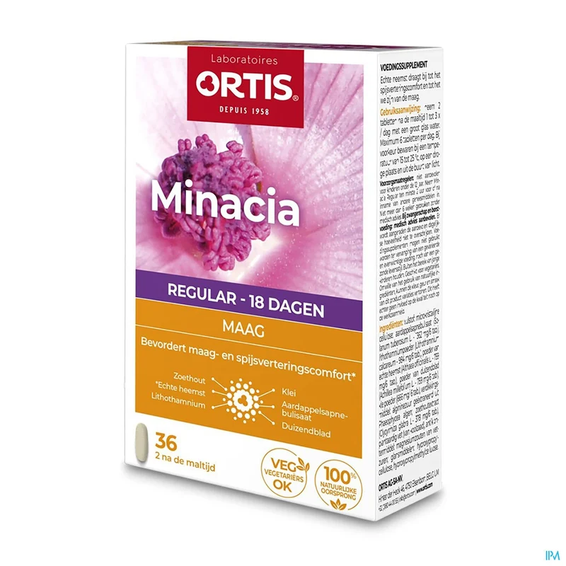 Ortis Minacia Regular Comp 36 - Natuurlijke Spijsverteringsondersteuning & Maagbescherming