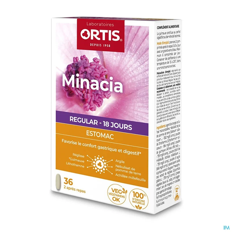 Ortis Minacia Regular Comp 36 - Natuurlijke Spijsverteringsondersteuning & Maagbescherming