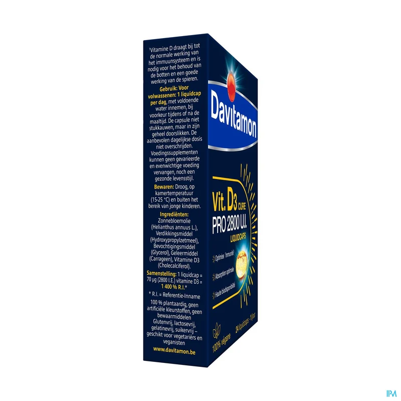 Davitamon Vitamine D3 2800 IE | 24 Vegan Liquidcaps | Supplement