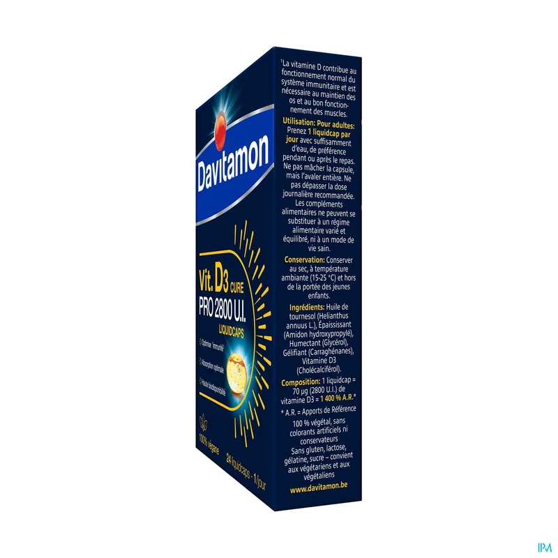 Davitamon Vitamine D3 2800 IE | 24 Vegan Liquidcaps | Supplement
