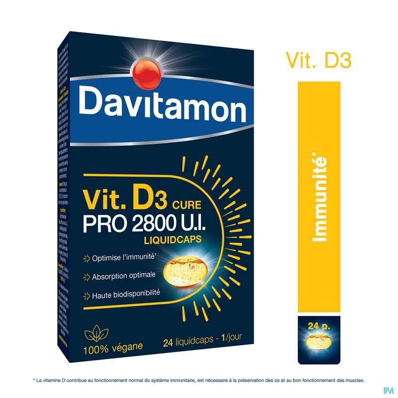 Davitamon Vitamine D3 2800 IE | 24 Vegan Liquidcaps | Supplement