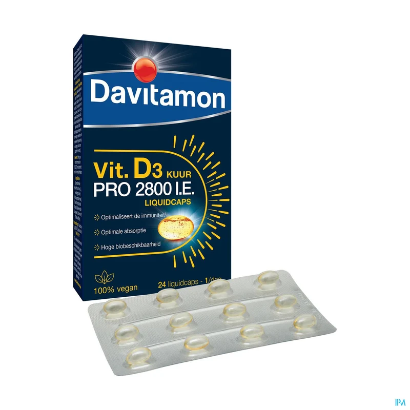 Davitamon Vitamine D3 2800 IE | 24 Vegan Liquidcaps | Supplement