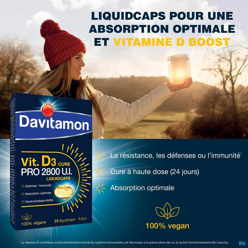 Davitamon Vitamine D3 2800 IE | 24 Vegan Liquidcaps | Supplement