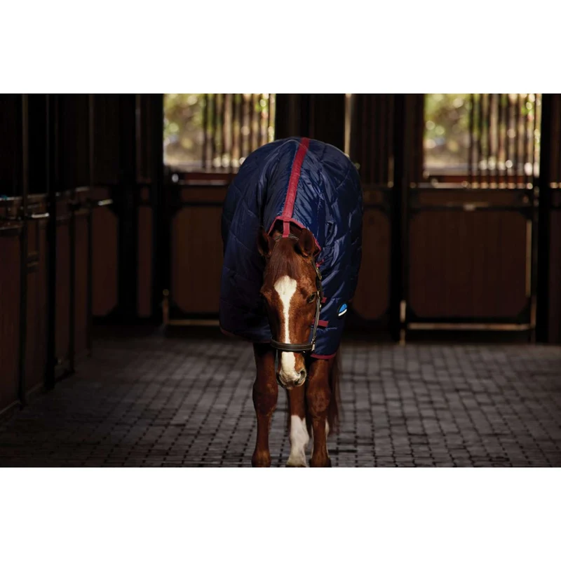 WeatherBeeta Couverture d'Écurie ComFiTec 210D Channel Quilt Combo Neck 220g Marine/Bordeaux