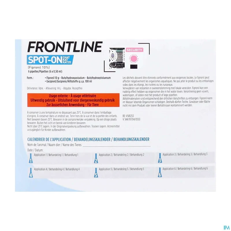 Frontline Spot On Kat | 6 pipetten x 0,50ml | Vlooien & Teken