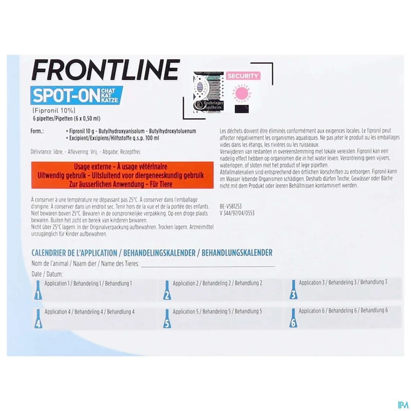 Frontline Spot On Kat | 6 pipetten x 0,50ml | Vlooien & Teken