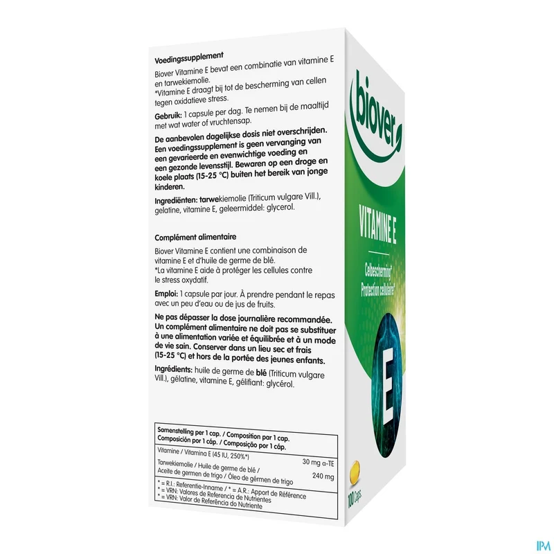 Biover Vitamine E Capsules - Natuurlijke Celbescherming - 100 Stuks