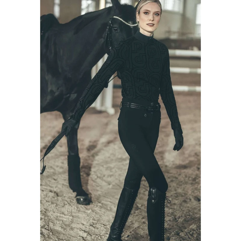 Pikeur Chemise Zip Print Selection AW26 Longues Manches Noir