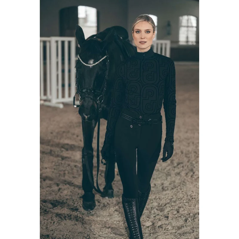 Pikeur Chemise Zip Print Selection AW26 Longues Manches Noir