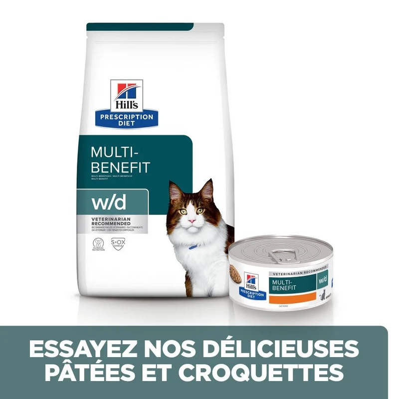 Hill's Prescription Diet w/d Multi Benefit au poulet - croquettes chat