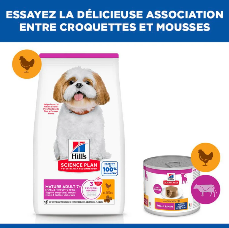 Hill's Science Plan Small & Mini Mature Adult 7+ au poulet - croquettes chien
