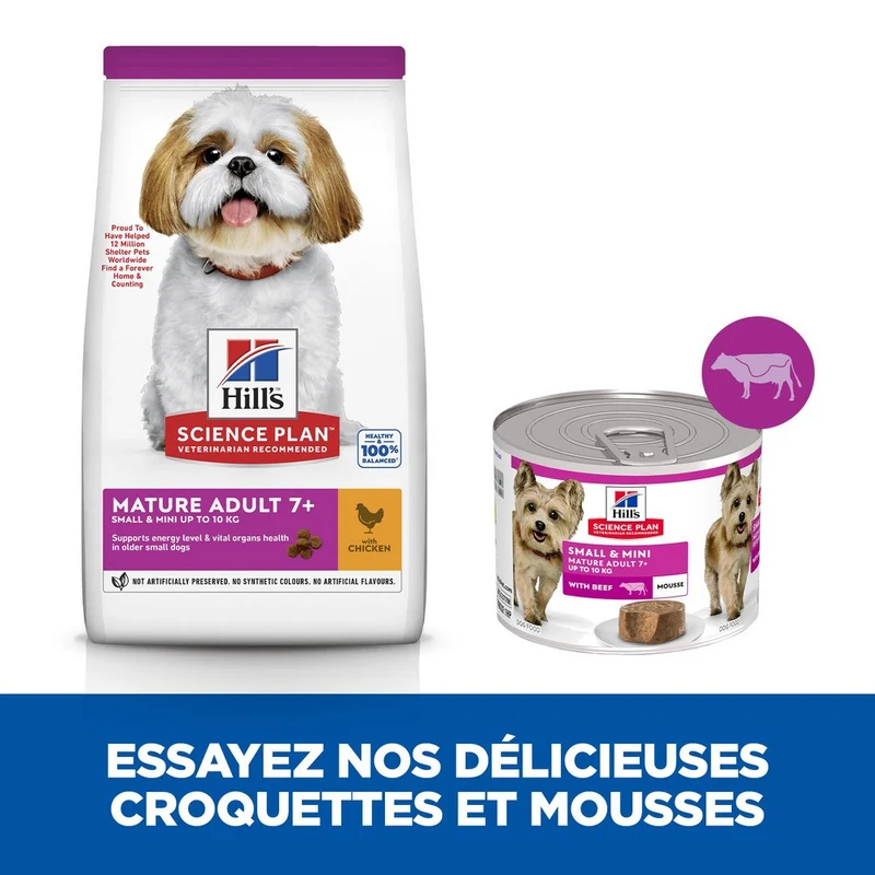 Hill's Science Plan Small & Mini Mature Adult 7+ en mousse au bœuf - pâtée chien