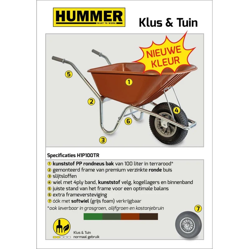 Hummer Brouette Pneu gonflable Terra Rounge