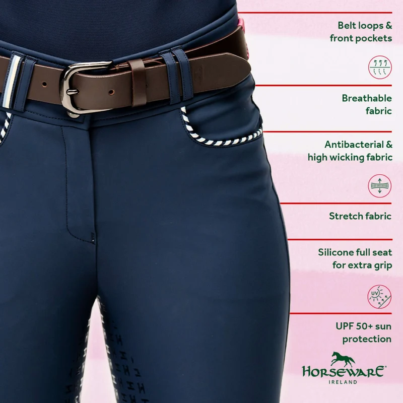 Horseware Pantalon d'Équitation Newmarket High Rise Full Seat Marine