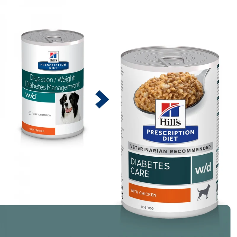 HILL’S Prescription Diet w/d Diabetes Care en Boîtes au Poulet – Pâtée pour chien
