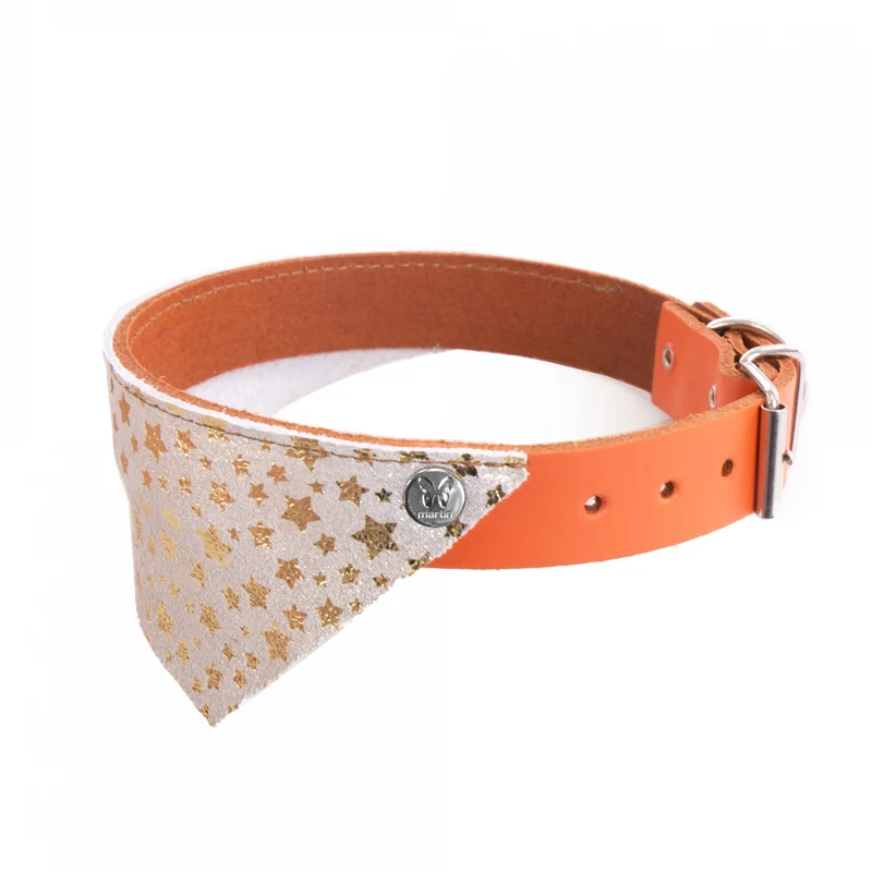 Collier en cuir Miami Dog – Orange & doré