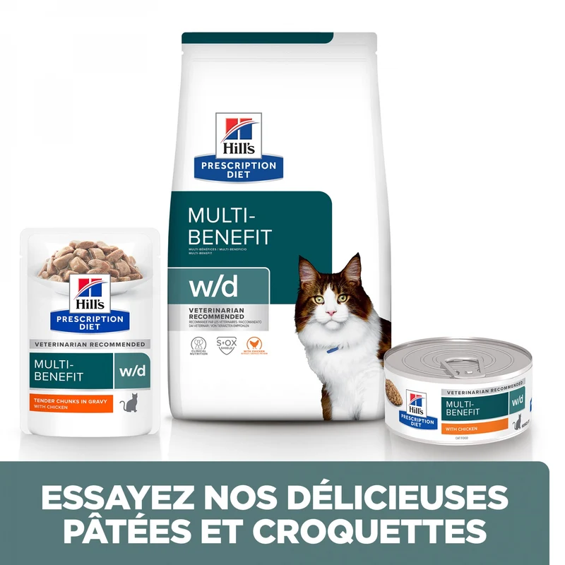 Hill's Prescription Diet w/d Mutli-Benefit en sachets au poulet – pâtée chat