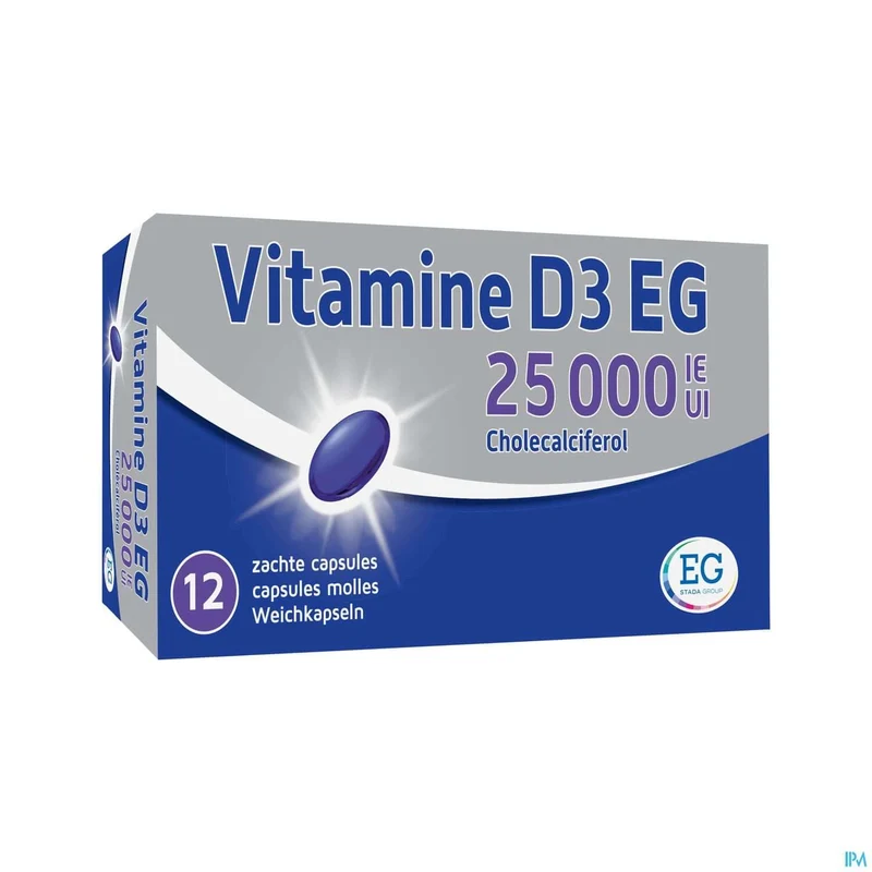 Vitamine D3 EG 25000 IE | 12 zachte capsules | Supplement