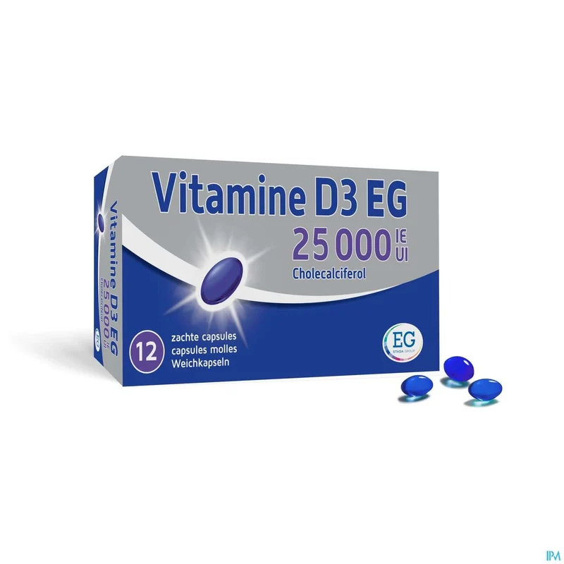 Vitamine D3 EG 25000 IE | 12 zachte capsules | Supplement