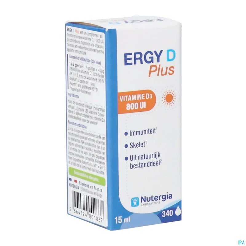 Ergy D Plus | 15ml druppels | Vitamine D3 supplement