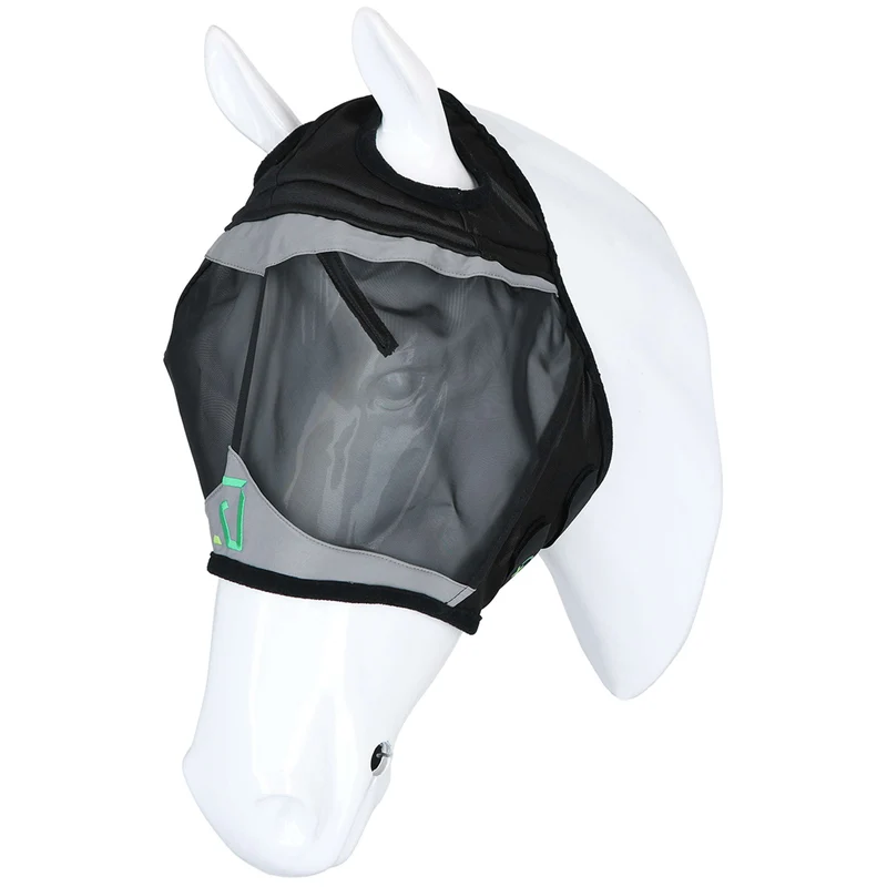 Agradi Horse Masque Anti-Mouches Fine Mesh avec Découpe D'oreille Noir
