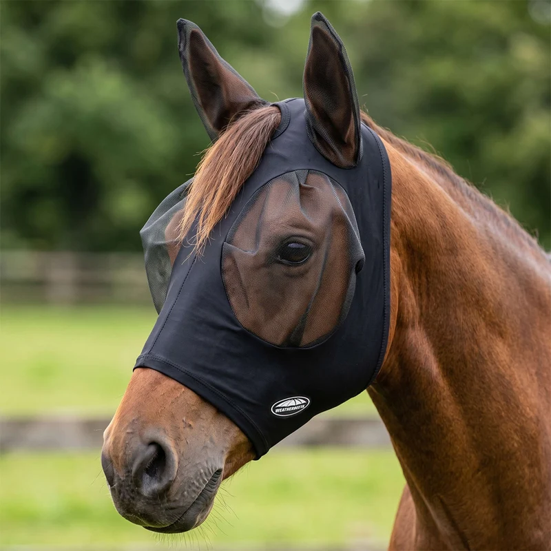 WeatherBeeta Masque Anti-Mouches Deluxe Stretch Bug avec Oreilles Noir