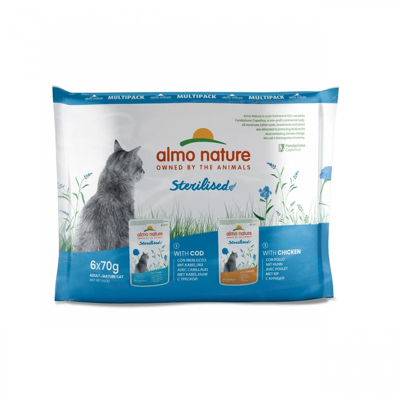 Almo Nature Pâtées Chat Adulte - Holistic Fonctionnel Sterilised - 6 x 70 g