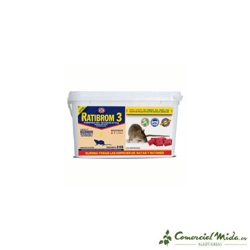 Appât rodenticide RATIBROM 3 en mini bloc avec paraffine