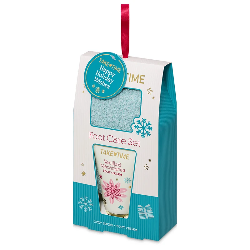 TAKE TIME XMAS Cadeauset voetverzorging | Voetcrème 70ml + sokken